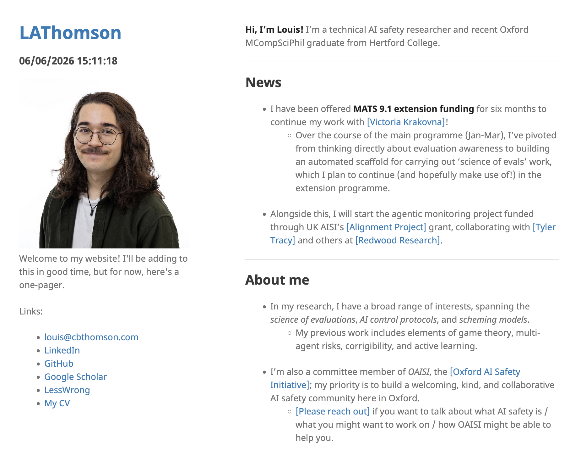 Screenshot of the old website format